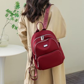 JIANLINST Women's Backpacks Purse Waterproof Multi-Pocket Casual Daypacks Shoulder Bag for Ladies Girls Burgundy