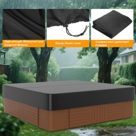 M METERXITY Outdoor Hot Tub Cover 85.8" x 85.8" x 11.8" Waterproof and Weather-Proof Oxford Square SPA Protector 200D Protectors Protective Cover Cap for Hot Tub Outdoor Indoor, Black