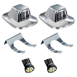 HERCOO LED License Plate Light Lamp Lens White Bulbs Chrome Truck Rear Housing Compatible with 1992 1993 1994 Blazer 1988 to 1999 C1500 K1500 Suburban Tahoe GMC Sonoma Yukon, Pack of 2