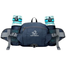 WATERFLY Hiking Waist Pack Bum Bag Waist Bag with Bottle Holder Running Bag for Camping Climbing Travel Cycling and Dog Walking (Dark Blue)