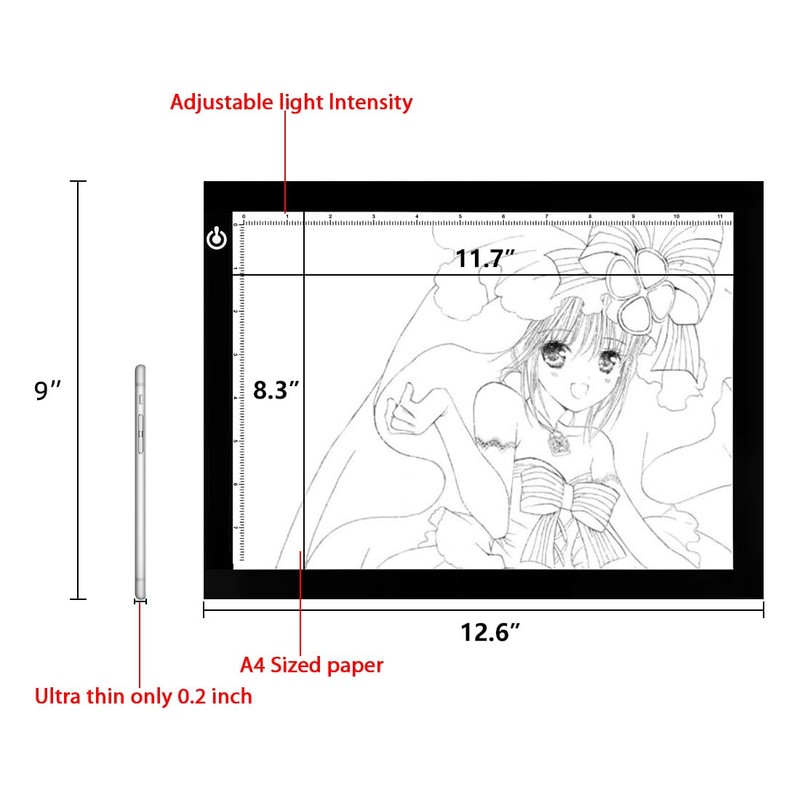 LitEnergy A4 LED Copy Board Light Tracing Box, Adjustable USB