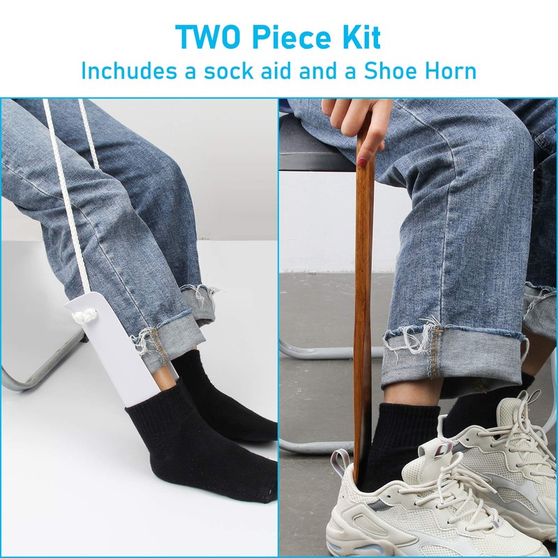 AHIER Sock Aid, Flexible Sock Aid Kit with Shoe Horn,