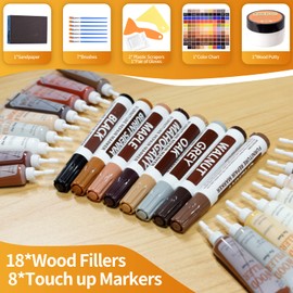Wood Floor Scratch Repair Kit - 40 Sets - Furniture Repair Kit Wood Markers, Hardwood Repair Kit Wood Filler for Scratches Stains Holes - Touch Up Any Wood, Laminate, Cabinet, Door, Table