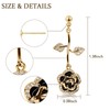 Black Rose Flower Dangle Earrings for Women, Copper plated in