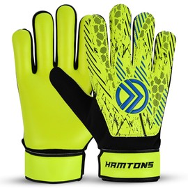 Hamtons Professional Goalkeeper Gloves - Durable Grip, Anti-Slip Design with Finger Protection, Breathable & Comfortable Fit for Adults and Kids - Perfect for Match and Training (Yellow, 7)