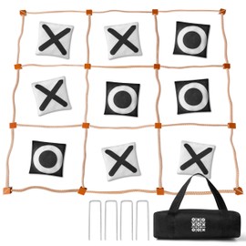 MALLMALL6 Giant Tic Tac Toe Game Summer Outdoor, 4Ft X 4Ft No Assembly Wooden Toss Indoor Game with 10 Widen Weighted Bean Bag, Large Yard Backyard Lawn Carnival Camping Toss Across for Family Adults