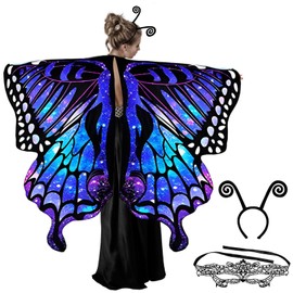 CIYIN Butterfly Costume Women, Butterfly Costume Adult, Butterfly Cape Women, with Butterfly Headband, Women's Lace Mask, Fancy Dress Costumes Women, for Carnival Party, Cosplay (Purple)