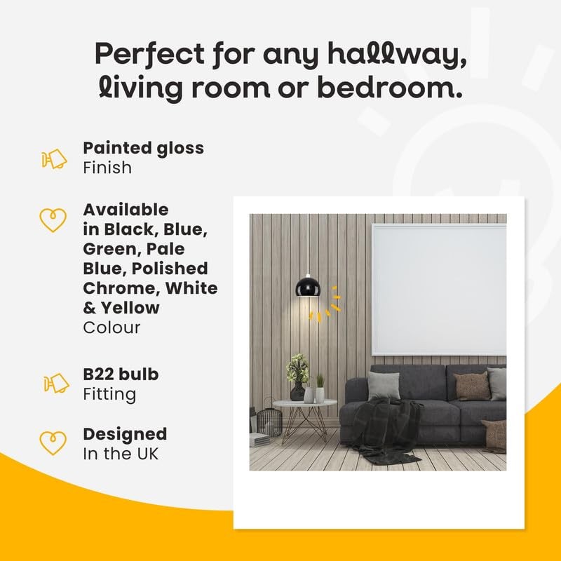 MiniSun - Mini Retro Gloss Black Arco Style Dome Ceiling
