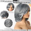 Aisaide Silver Wig Layered Wig with Curtain Bangs for Women