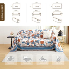 Magic Sofa Covers Boho Couch Covers for Sofa, Washable Sectional Sofa Covers with Tassel, Non Slip Sofa Slipcovers Boho Decor for Pets, Couch Blanket Cover Furniture Protector - 71''X118''