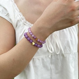 DOLLESS Back to School Bracelets Matching Heart Mother Daughter Bracelets First Day of School Gifts (Purple)