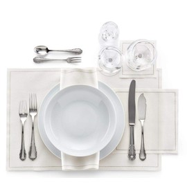 MY DRAP Washable and Reuseable Cloth Placemat - 17.7 x 12.6 in (12 Per Roll, Linen Cream)