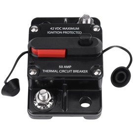 Car Audio Circuit Breaker 50A 80A 100A 150A 200A 250A (optional) DC12V-42V Inline Circuit Breaker for Car Radio, Default