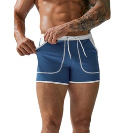 Swimming Shorts Men's Swimming Trunks for Men Swimming Trunks Men Short Quick-Drying Summer Swimming Beach Shorts with Pocket, Blue 2