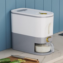 Lenwi 11 Lbs Rice Dispenser, Large Rice Container with Scale Measuring Cup, BPA-Free Household Rice Storage Container with Time Scale, for Home Kitchen Pantry Organization