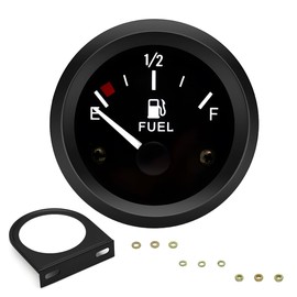 Tuxihapp 2" 52mm 12V Fuel Level Gauge Meter Kit with Nut/Bracket - 240-33ohm Boat Fuel Gauge Gas Tank Meter with E-1/2-F Pointer Dash, Universal for Car RV Yacht Marine Motorcycle (Black)