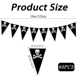32FT Pirate Flag, Pirate Bunting, Pirate Accessories Pirate Themed Party Accessories for Outdoor Decoration Vivid Color and UV Fade Resistant