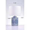 Pasargad Home Margaret Metal & Ceramic Modern Table Lamp, White/Blue
