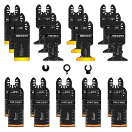 AMZWEI 22PCS Oscillating Tool Blades, 5 Types Titanium & HCS Oscillating Saw Blades for Metal, Wood, Plastic, Quick Release Oscillating Tool Blades Compatible with Dewalt Bosch Milwaukee Ryobi