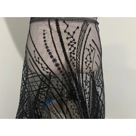 wowfabric4less123 Black Rhinestone Sprinkles Glitter lace fabric 50" width Sold By The Yard