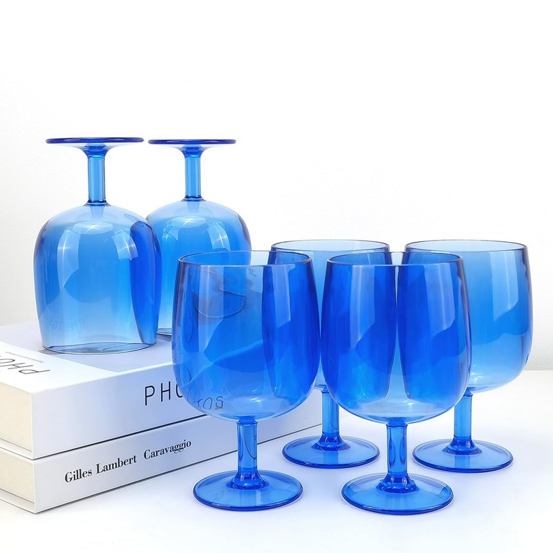 yongzhenlite Set of 6 Acrylic Wine Goblets,12 oz plastic Wine