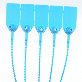 Etiquetas de envío de plástico Pull-Tite de 250 mm con sellos de seguridad desechables numerados (paquete de 100) (azul)