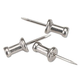 GEM CPAL4 Aluminum Head Push Pins, Aluminum, Silver, 1/2", 100/Box