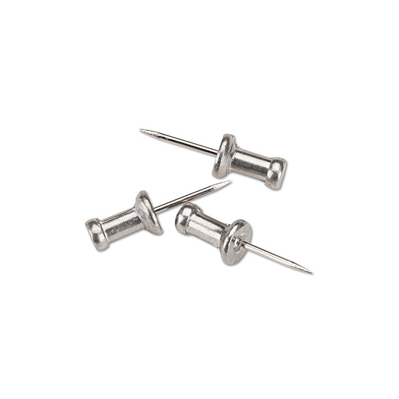 GEM CPAL4 Aluminum Head Push Pins, Aluminum, Silver, 1/2", 100/Box