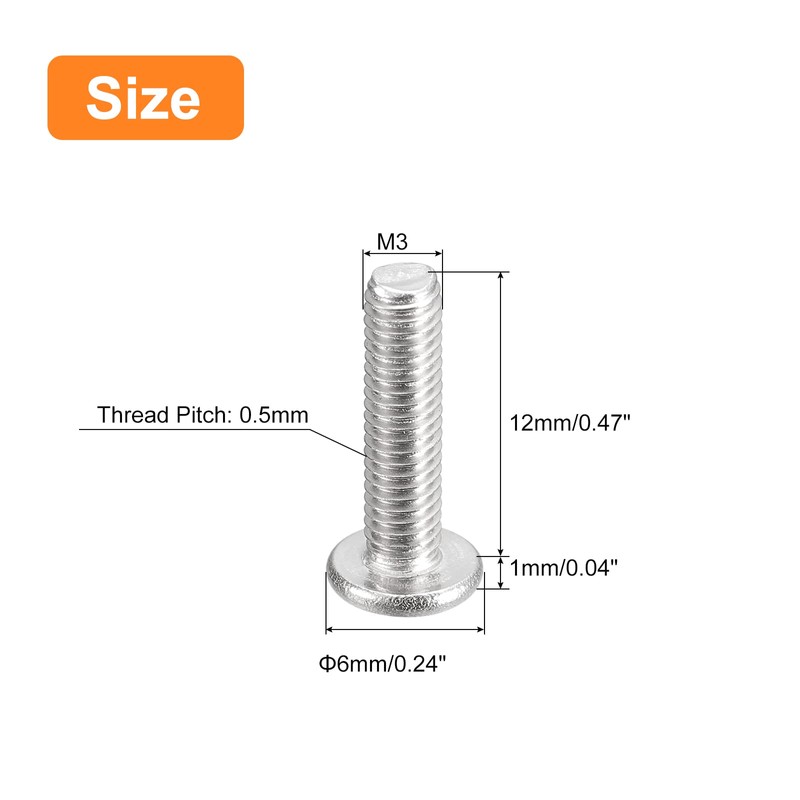 sourcing map M3-0.5 x 12 mm Pack of 20 Flat