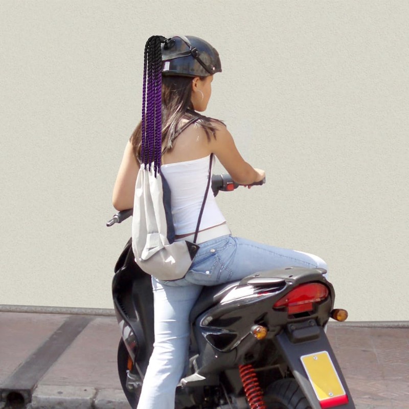 Helmet Pigtail, Gradient Bicycle Helmet Braid with Reusable Suction Cup