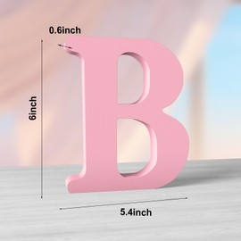 Aruatu Pink Wood Letters - 6 Inch Unfinished Standing Letters for Wall Decor and Craft Projects