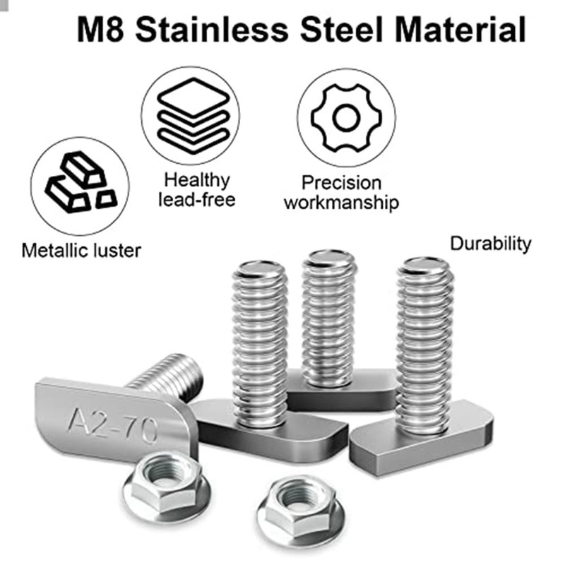 Veumoie 15Pcs T Slot Bolt Accessories M8 X 20 Screws,