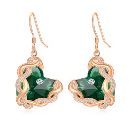 Infinity Earrings for Women Sterling Silver Infinity Love Heart Dangle Earrings with Emerald Green Crystal for May Birthstone Jewelry Fine Jewelry Romantic Gifts for Women