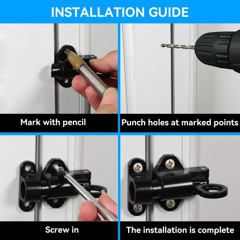 Pack of 2 Automatic Locking Door Latches, Aluminium Alloy Door