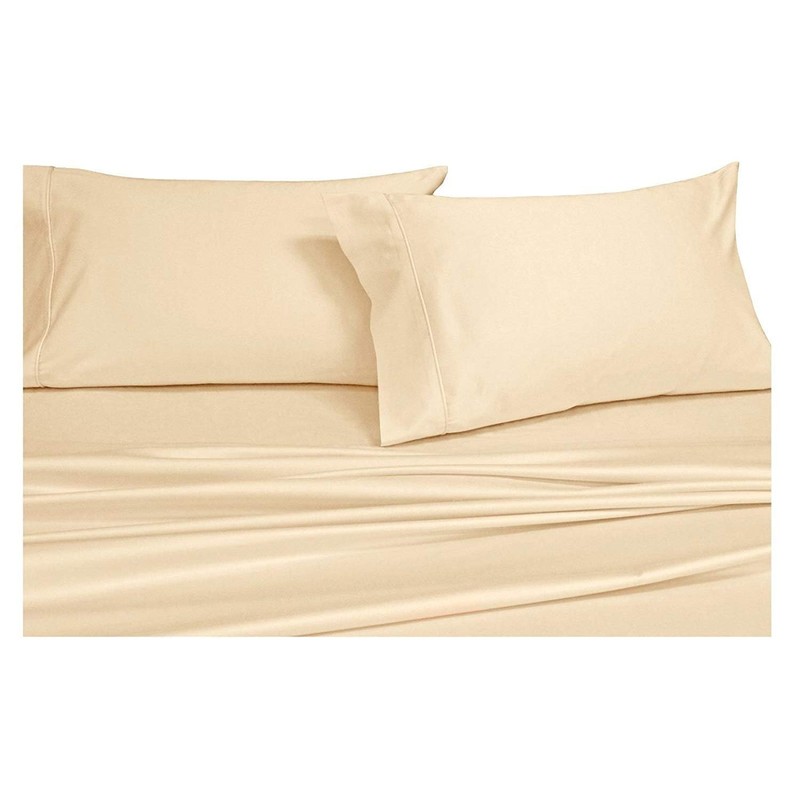 Royal Hotel Bedding Solid Ivory 550-Thread-Count 4pc Queen Bed Sheet