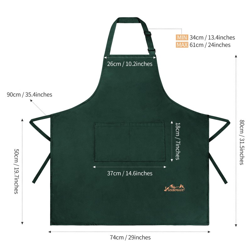 Viedouce 2-Pack of Waterproof Cooking Aprons with Pockets, Adjustable Kitchen