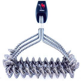 Kona Safe/Clean Grill Brush - Bristle Free BBQ Grill Brush for Outdoor Grill- 100% Rust Resistant Stainless Steel Barbecue Grill Cleaner - Safe for Porcelain, Ceramic, Steel, Cast Iron, Grilling Gift