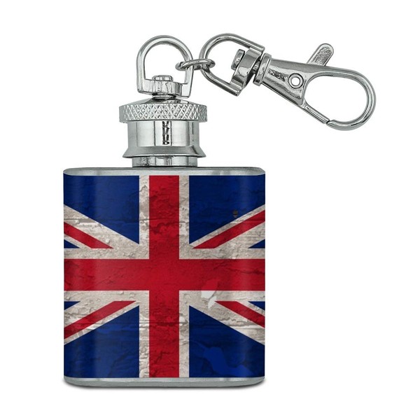 Rustic Distressed United Kingdom British Flag Stainless Steel 1oz Mini