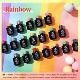 beetles Gel Polish Nail Set 23 Pcs 20 Colors Rainbow Collection Green Pink Blue Glitter Nude Manicure Kit for Girls with 3Pcs Base Matte and Glossy Top Coat Uv Lamp Needed