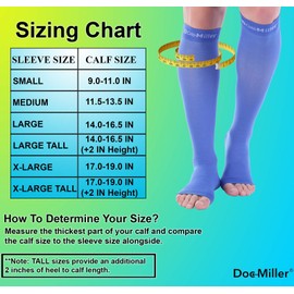 Doc Miller Open Toe Compression Socks, 15-20 mmHg, Toeless Compression Socks Women and Men for Maternity, Improved Blood Circulation, Shin Splints & Calf Recovery, 1 Pair Blue Knee High Medium Size