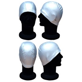 CHEX Comfortable Fit PU Swim Cap Stretchy Tear Resistant Easy Fit Lightweight Solid Color One Size Fits All Ages 3+ Years (Silver)