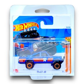 Hot Wheels '73 Jeep J10 (Blue, Black & Red) 4/10 HW Hot Trucks - 2024-91/250 (Short Card) - COMES IN A GENUINE KLAS CAR KEEPER PROTECTOR CASE - HTC31