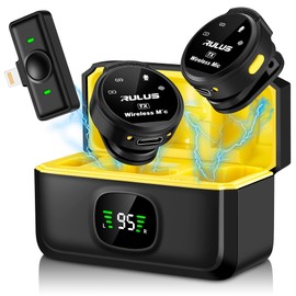 RULUS Wireless Lavalier Microphone for iPhone, 800mA/H Charging Case 30H Lapel Wireless Microphone, 2.4GHZ, Noise Cancellation,Reverb Mode for Video Recording Vlogging, YouTube, Interview (Lightning)