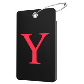 Gostwo 2 Pack Luggage Tags for Suitcases, 26 Initial Letter Travel Luggage Baggage Identification Labels ID Tag Fully Bendable Tags with Stainless Steel Loop, Black, Large Y