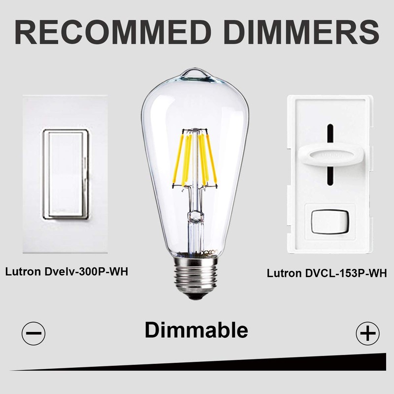 LUXON LED Edison Bulb Dimmable Vintage Style Light Bulbs 6W