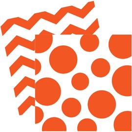 Orange Chevrons and Dots Printed Beverage Napkins (16 ct)