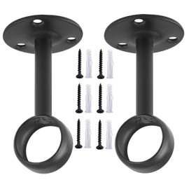 Anndason Curtain Rod Ceiling-Mount Bracket Curtain Rod Brackets Curtain Rod Holders (8 PCS, Black)