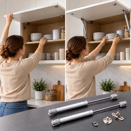 2-Pack Cabinet Door Gas Spring Supports for Cupboards – 20N–200N Force Options for Lift-Up Doors & Furniture