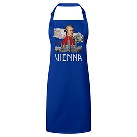 fabulous Premium Kitchen Apron Vienna Vintage Collage Vienna Travel Austria Mozart, blue