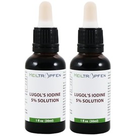 Heiltropfen Lugols Iodine Solution 5% 1 Oz - 30 ml | Twin Pack - Two Bottles |15% Strenght Liquid Formulation | 5 Percent Iodine + 10% Potassium Iodide Liquid | Drops | Heiltropfen?